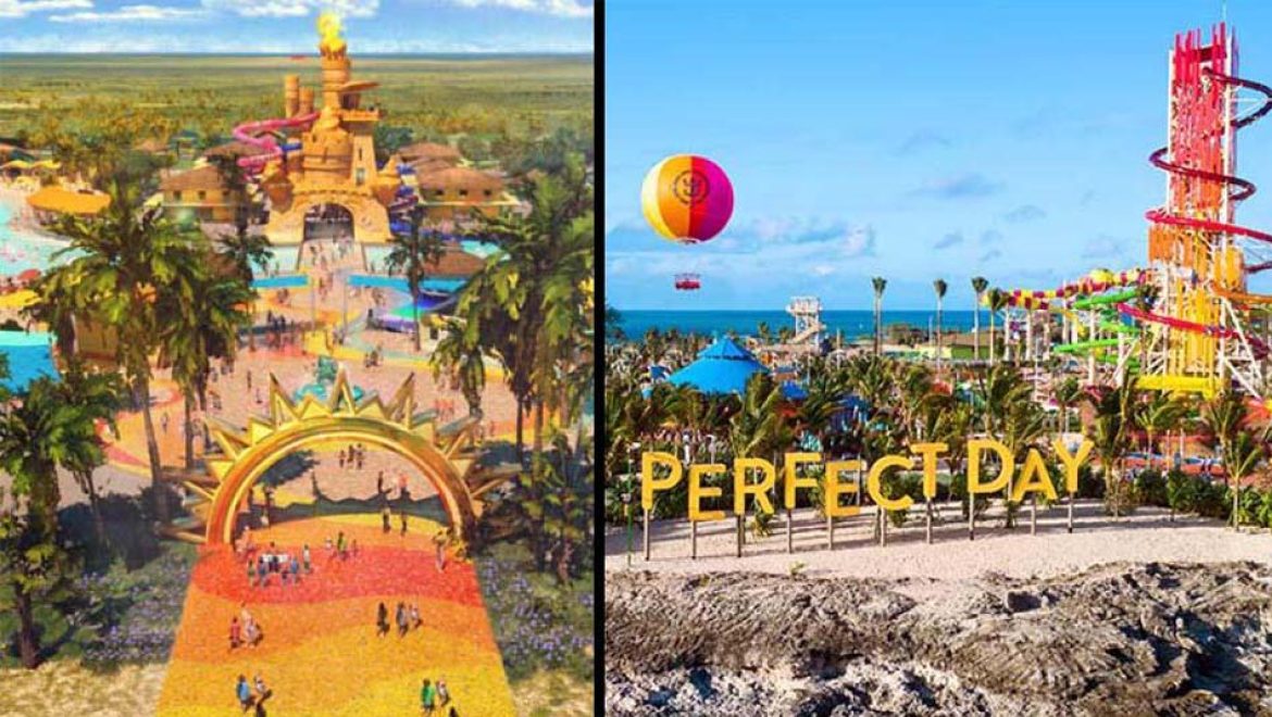 Perfect Day at CocoCay מול Celebration Key. צילום רויאל וקרניבל קרב ענקי החופים: Perfect Day at CocoCay – Celebration Key
