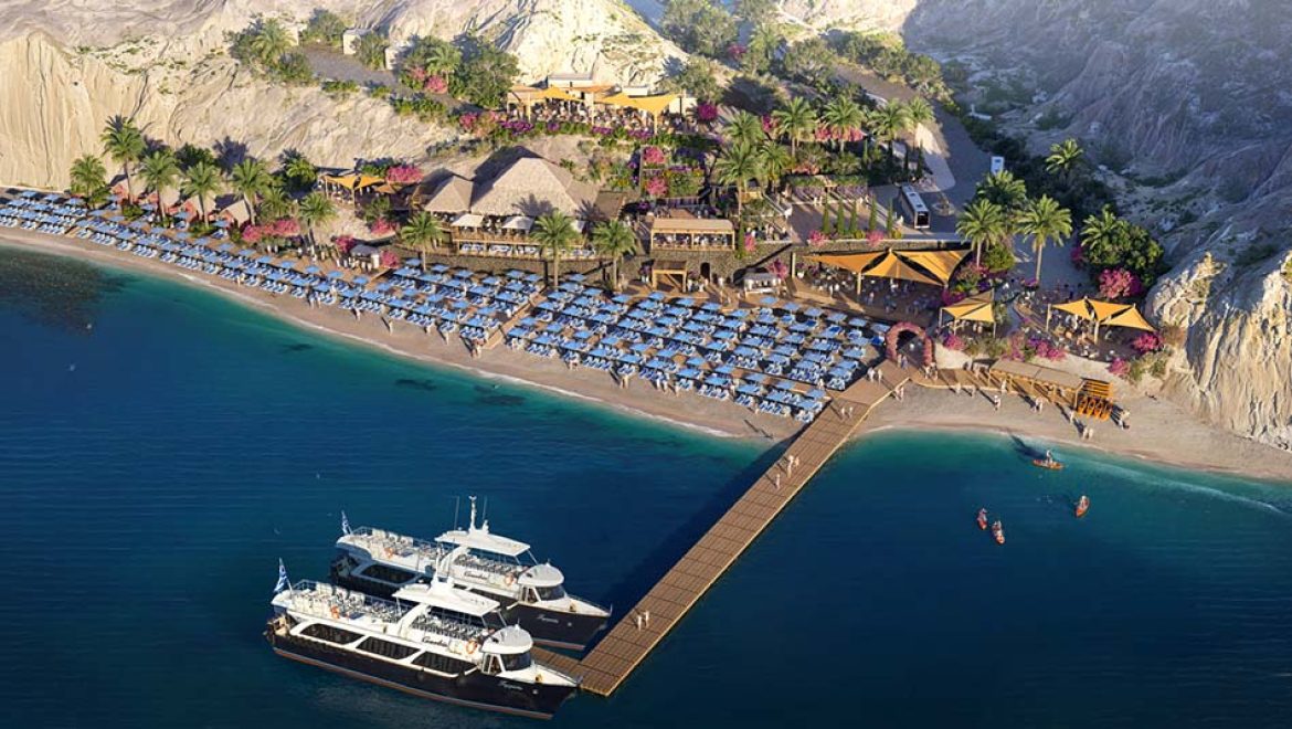 Royal Beach Club Santorini. הדמיה רויאל קריביאן רויאל קריביאן מביאה את היום המושלם לסנטוריני